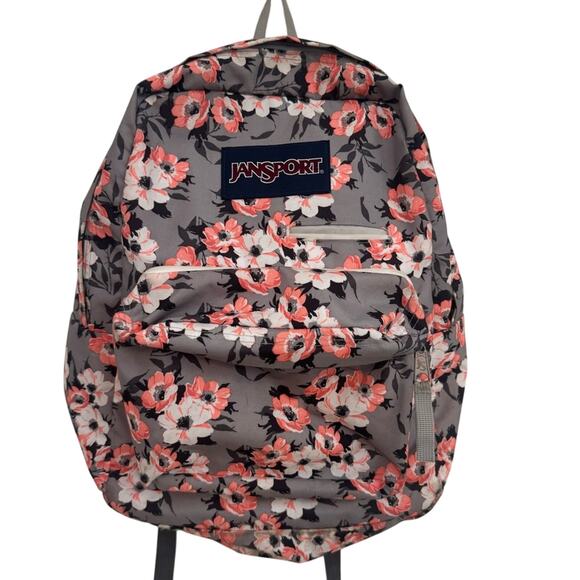 Jansport Handbags - Jansport Backpack Plumeria Flowers Pink Gray Cherry Blossom School Travel Work